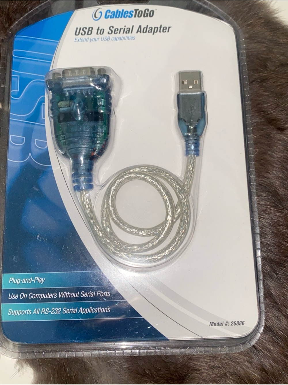 New - Cables To Go 26886 USB To Serial Adapter - USB-A / DB9